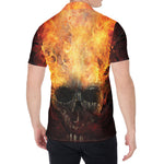 Flaming Demon Skull Print Men's Shirt