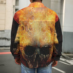 Flaming Demon Skull Print Men's Shirt Jacket