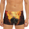 Flaming Demon Skull Print Men's Short Boxer Briefs