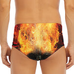 Flaming Demon Skull Print Men's Triangle Swim Briefs