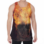 Flaming Demon Skull Print Men's Velvet Tank Top