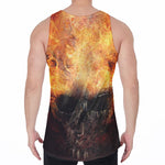Flaming Demon Skull Print Men's Velvet Tank Top