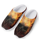 Flaming Demon Skull Print Mesh Casual Shoes