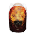 Flaming Demon Skull Print Mesh Laundry Hamper