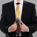 Flaming Demon Skull Print Necktie