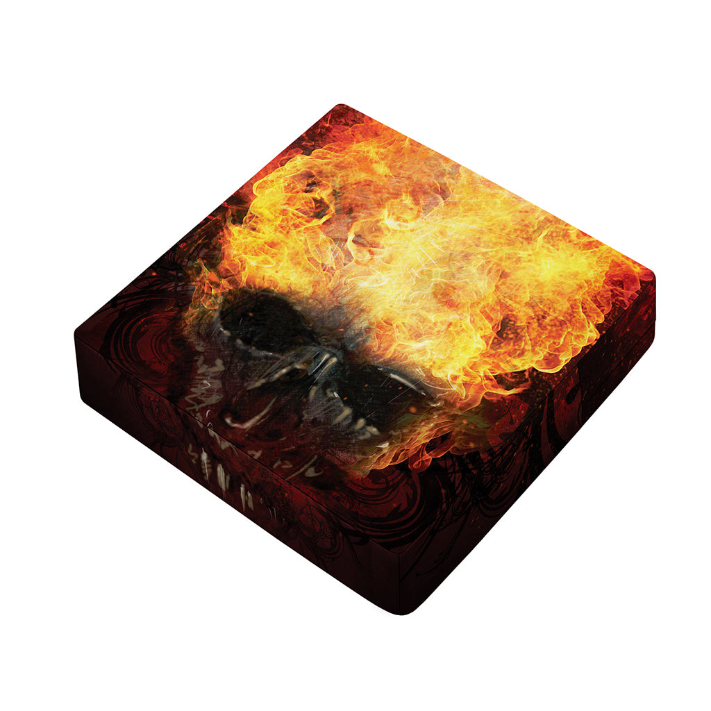Flaming Demon Skull Print Outdoor Seat Cushion Cover