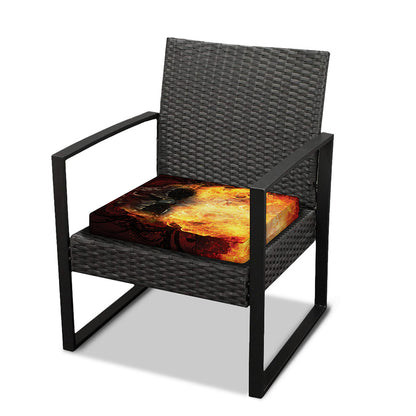 Flaming Demon Skull Print Outdoor Seat Cushion Cover