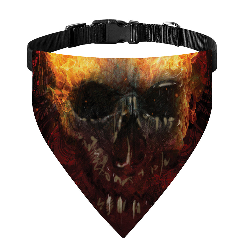 Flaming Demon Skull Print Over The Collar Dog Bandana