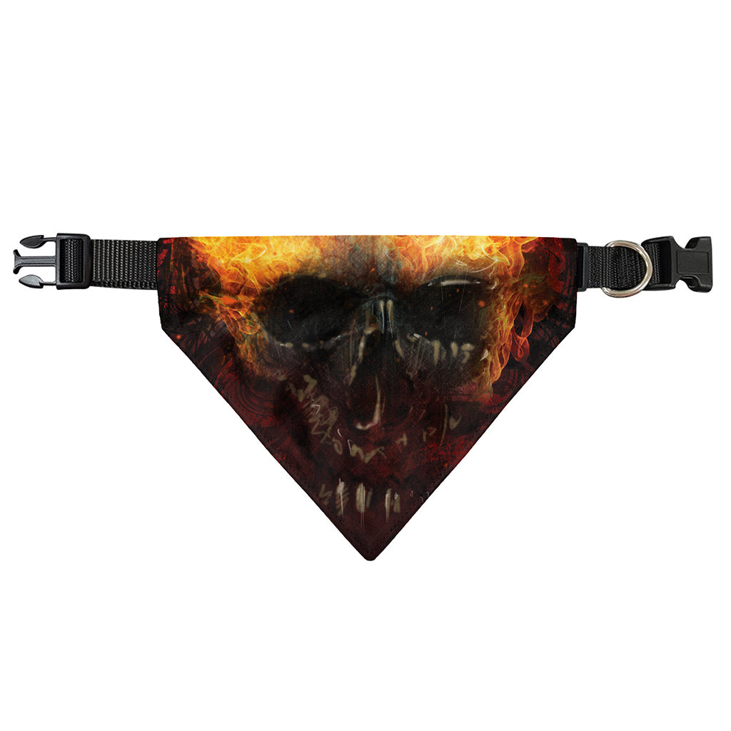 Flaming Demon Skull Print Over The Collar Dog Bandana