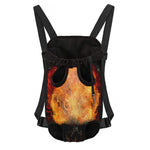 Flaming Demon Skull Print Pet Carrier Backpack