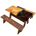 Flaming Demon Skull Print Picnic Table Cover
