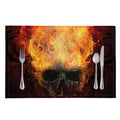 Flaming Demon Skull Print Placemat