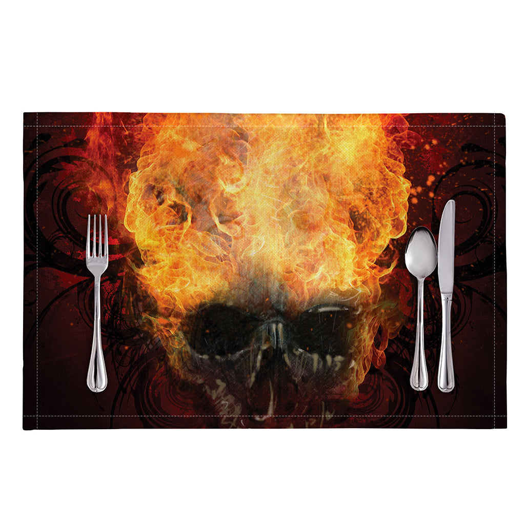 Flaming Demon Skull Print Placemat