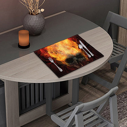 Flaming Demon Skull Print Placemat