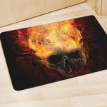 Flaming Demon Skull Print Polyester Doormat