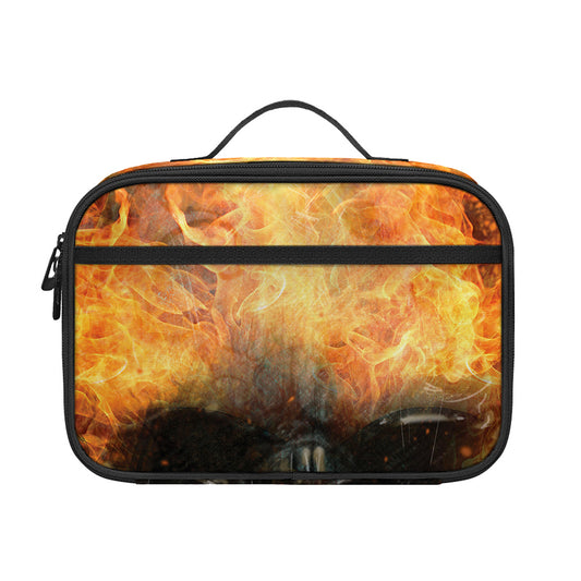 Flaming Demon Skull Print Portable Lunch Bag