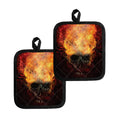 Flaming Demon Skull Print Pot Holders