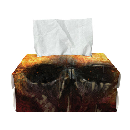 Flaming Demon Skull Print Rectangle Tissue Box Cover