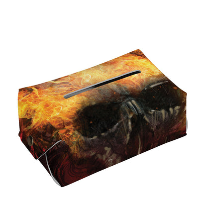 Flaming Demon Skull Print Rectangle Tissue Box Cover