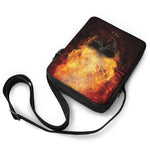 Flaming Demon Skull Print Rectangular Crossbody Bag