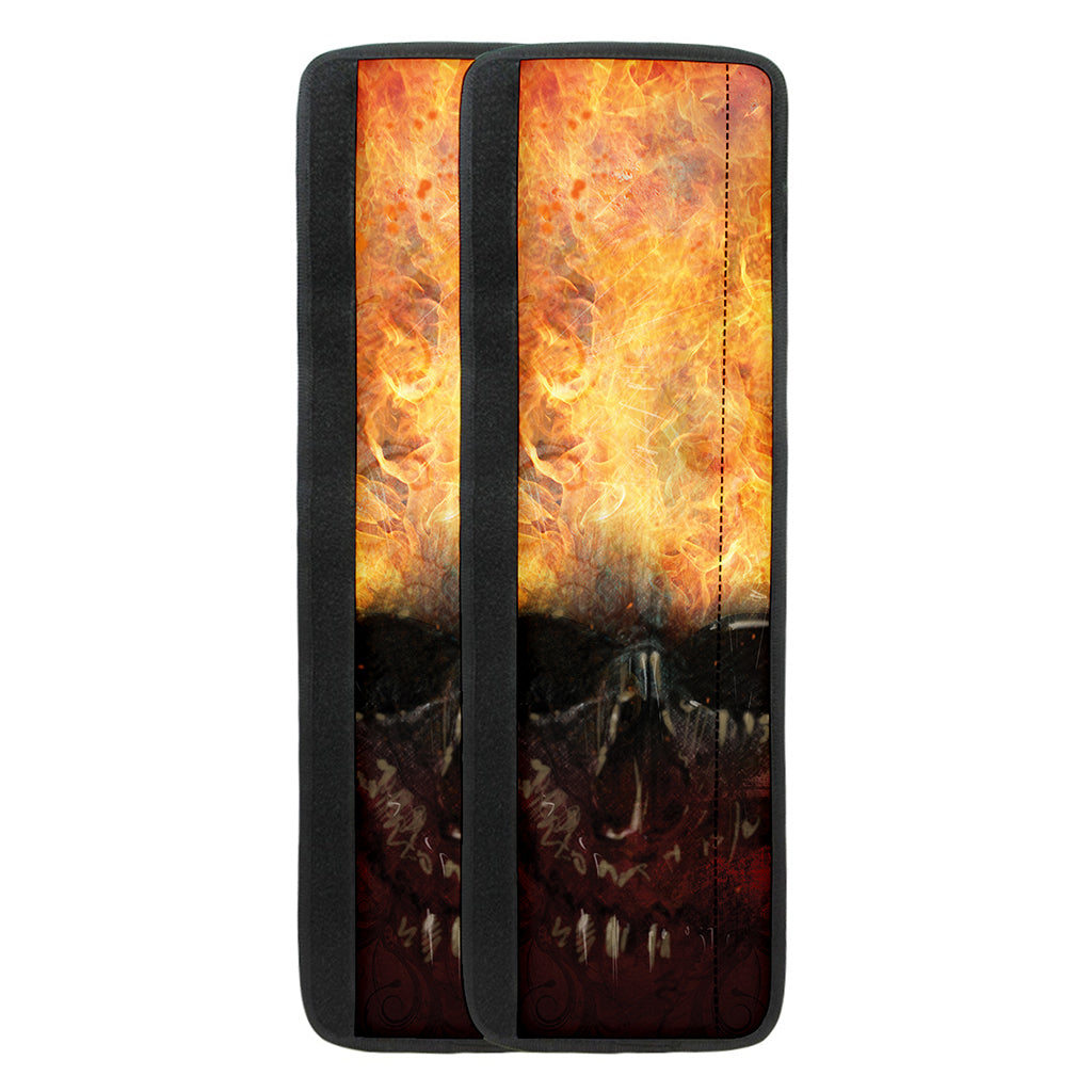 Flaming Demon Skull Print Refrigerator Handle Covers