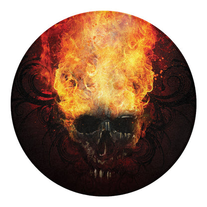 Flaming Demon Skull Print Round Blanket