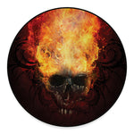 Flaming Demon Skull Print Round Floor Mat