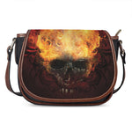 Flaming Demon Skull Print Saddle Bag