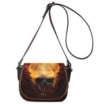 Flaming Demon Skull Print Saddle Bag