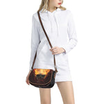 Flaming Demon Skull Print Saddle Bag