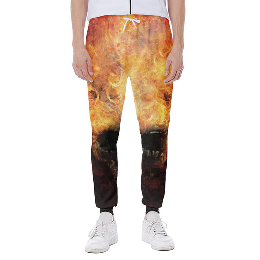 Flaming Demon Skull Print Scuba Joggers