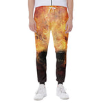 Flaming Demon Skull Print Scuba Joggers