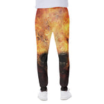 Flaming Demon Skull Print Scuba Joggers
