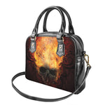 Flaming Demon Skull Print Shoulder Handbag