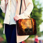 Flaming Demon Skull Print Shoulder Strap Bible Bag