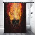 Flaming Demon Skull Print Shower Curtain