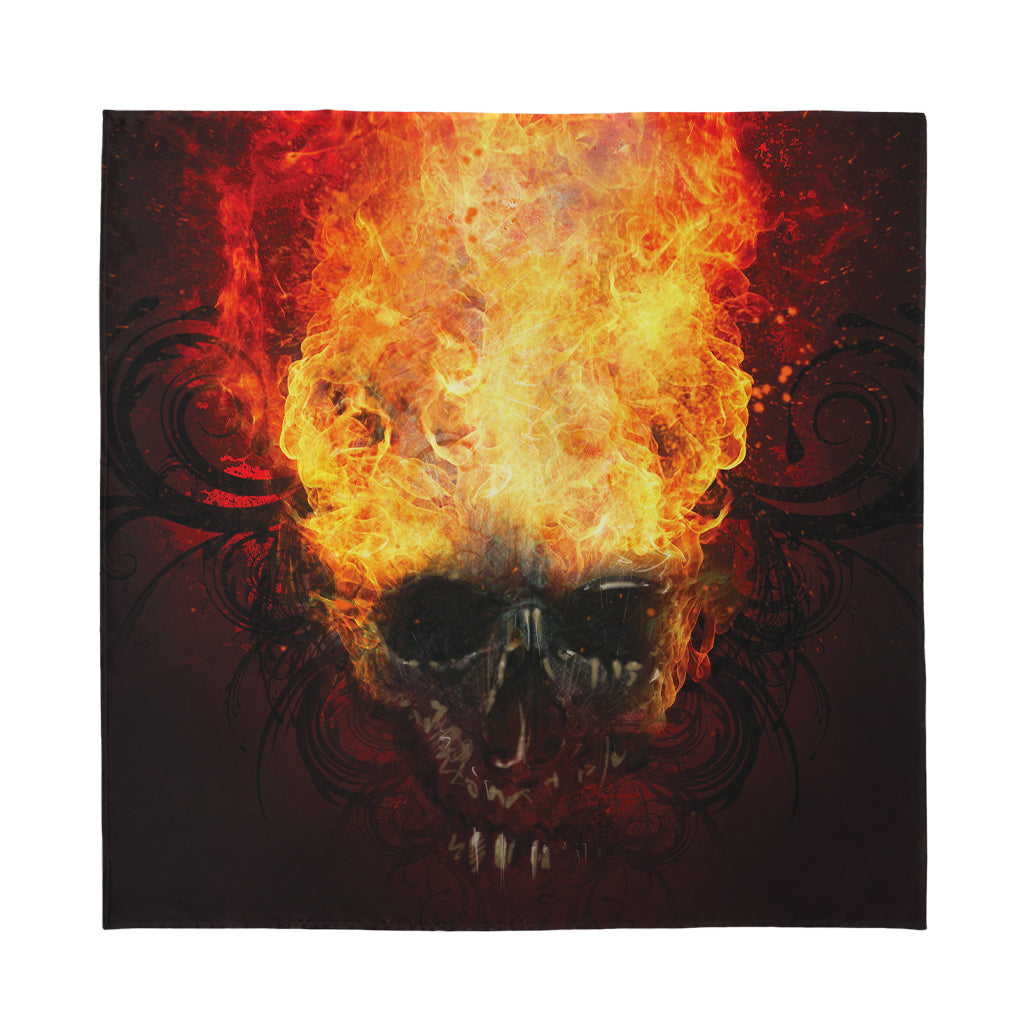 Flaming Demon Skull Print Silk Bandana