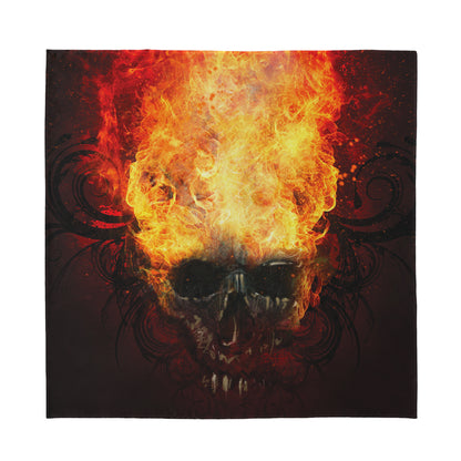 Flaming Demon Skull Print Silk Bandana