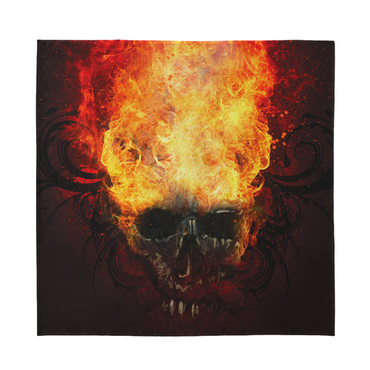 Flaming Demon Skull Print Silk Bandana