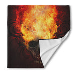 Flaming Demon Skull Print Silk Bandana