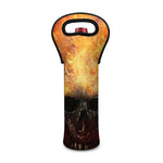 Flaming Demon Skull Print Single Neoprene Wine Tote