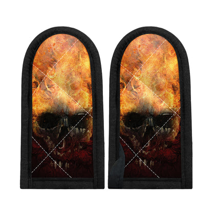 Flaming Demon Skull Print Skillet Handle Cover