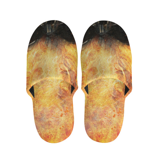Flaming Demon Skull Print Slippers