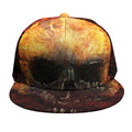 Flaming Demon Skull Print Snapback Cap
