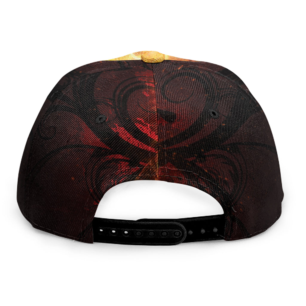 Flaming Demon Skull Print Snapback Cap