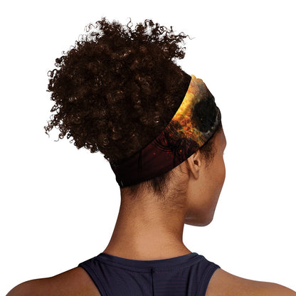 Flaming Demon Skull Print Sports Headband