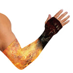 Flaming Demon Skull Print Sun Protection Arm Sleeves