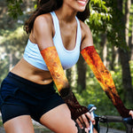 Flaming Demon Skull Print Sun Protection Arm Sleeves