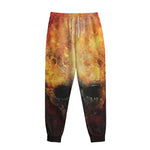 Flaming Demon Skull Print Sweatpants