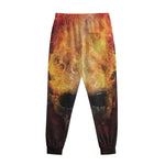 Flaming Demon Skull Print Sweatpants